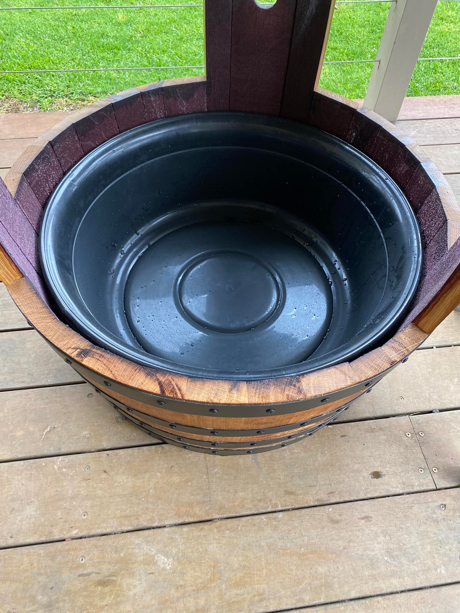 Rustic wine barrel esky with removable ice tub and built-in bottle opener – perfect for outdoor entertaining