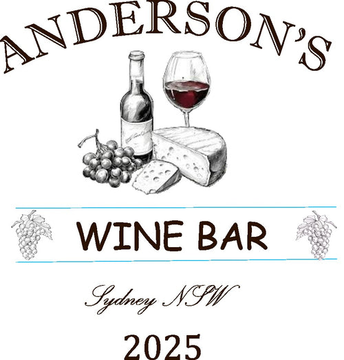 Laser Engraved Bar Sign handcrafted wine barrel furniture in Australia - Andersons, image 2