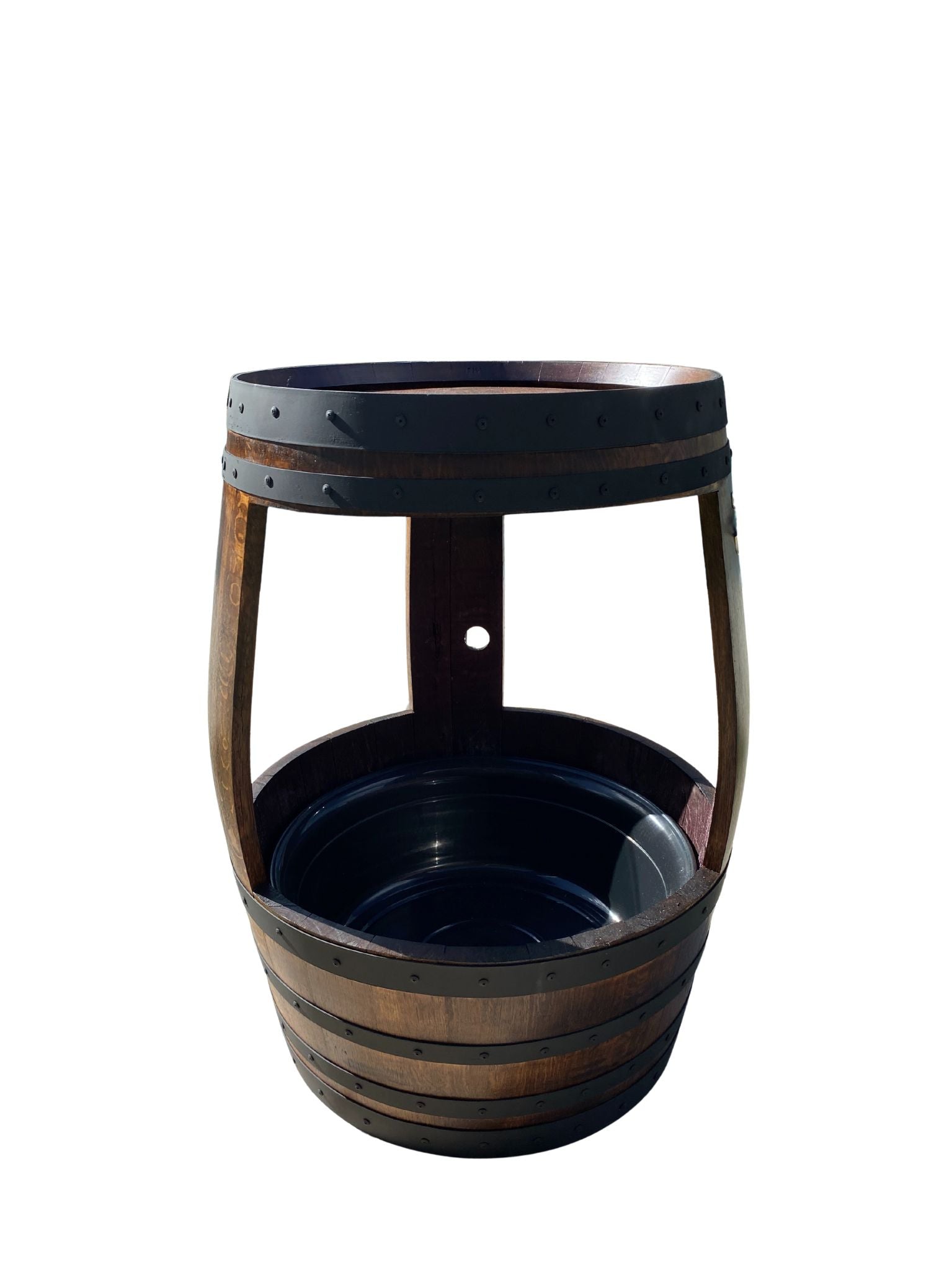 Rustic wine barrel esky with removable ice tub and built-in bottle opener – perfect for outdoor entertaining