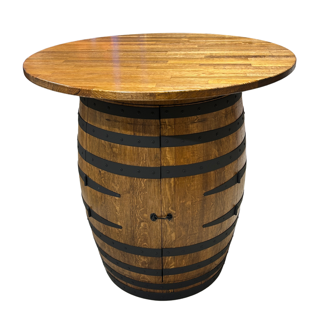 Tasmanian Oak Wine Barrel Table – 28mm Solid Tabletop