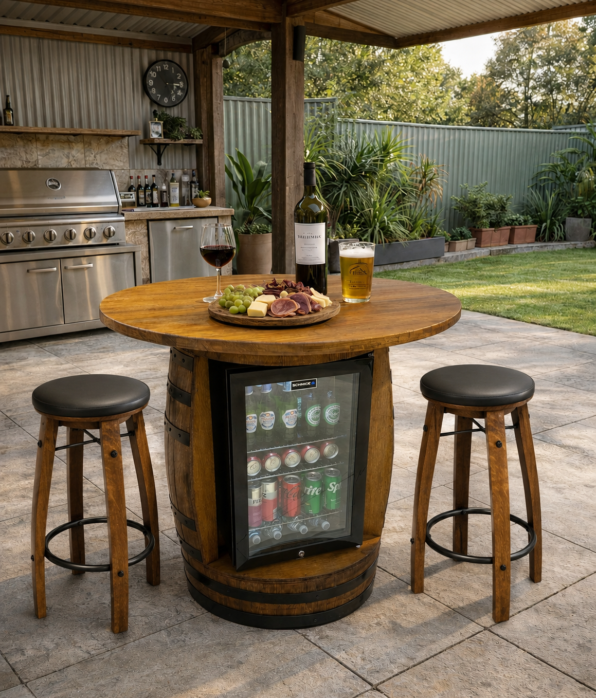 Wine Barrel Bar Fridge Cabinet