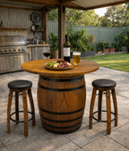 Tasmanian Oak Wine Barrel Table – 28mm Solid Tabletop