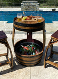 Rustic wine barrel esky with removable ice tub and built-in bottle opener – perfect for outdoor entertaining