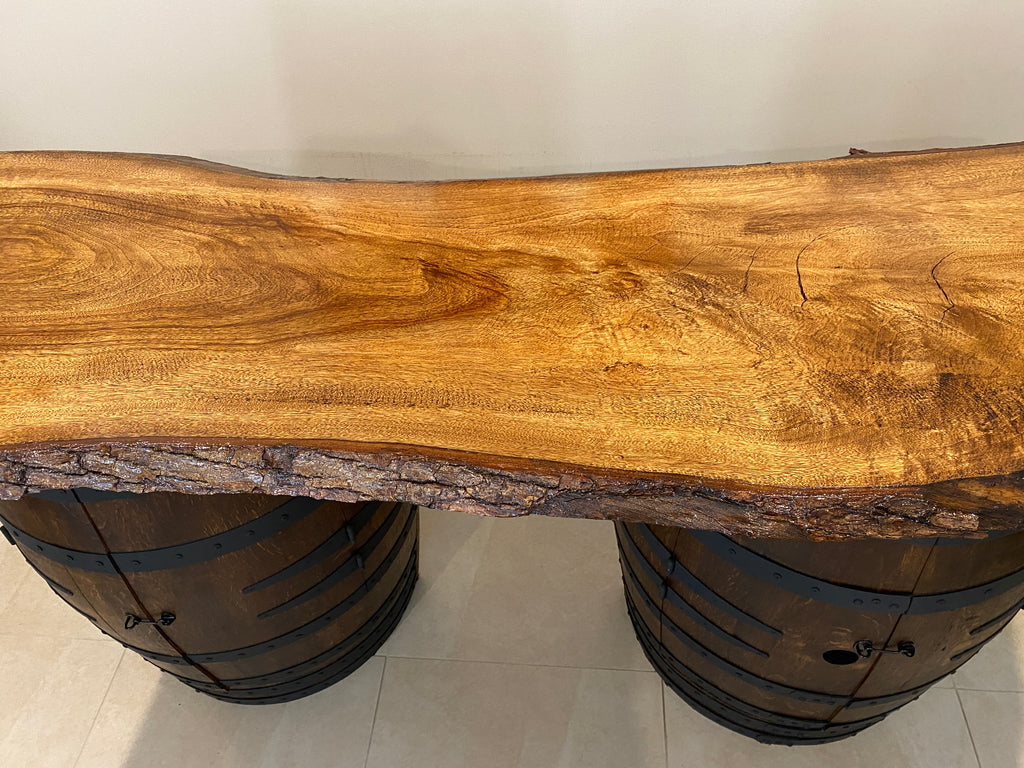 Full Barrel Live Edge Slab Bar