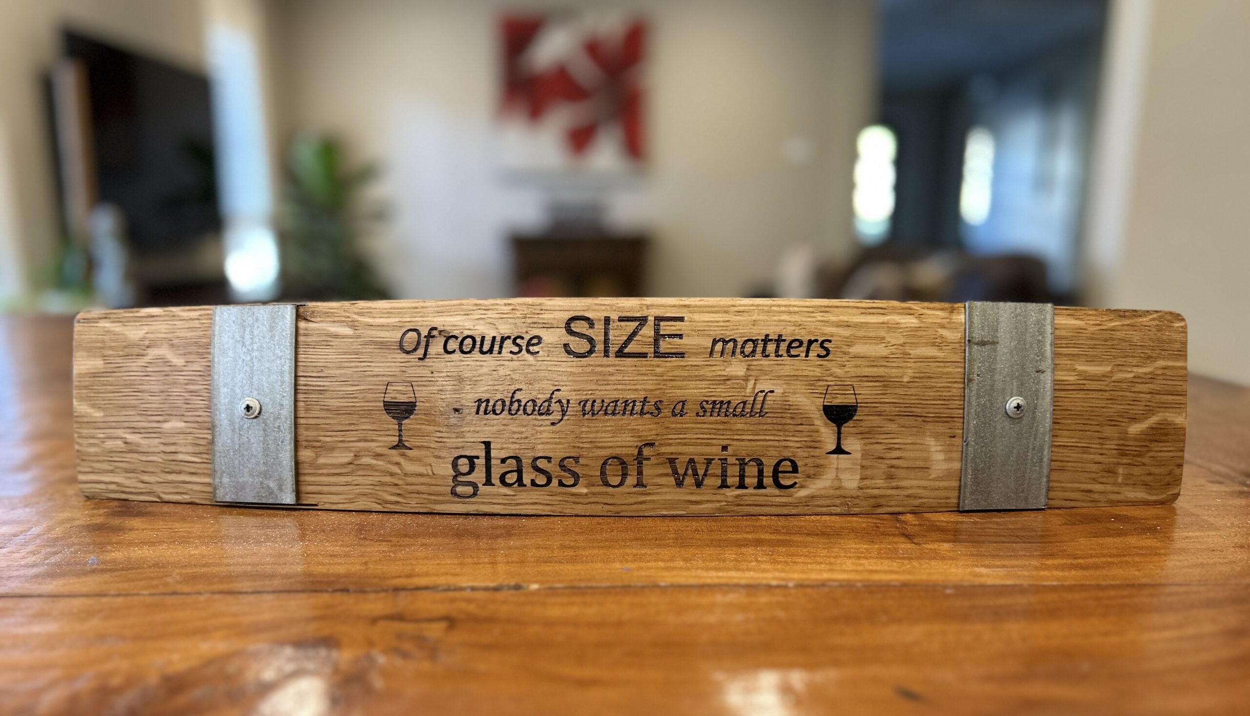 Laser Engraved Wine Barrel Single Stave Signs handcrafted wine barrel furniture in Australia - IMG E7603.1 scaled, image 2