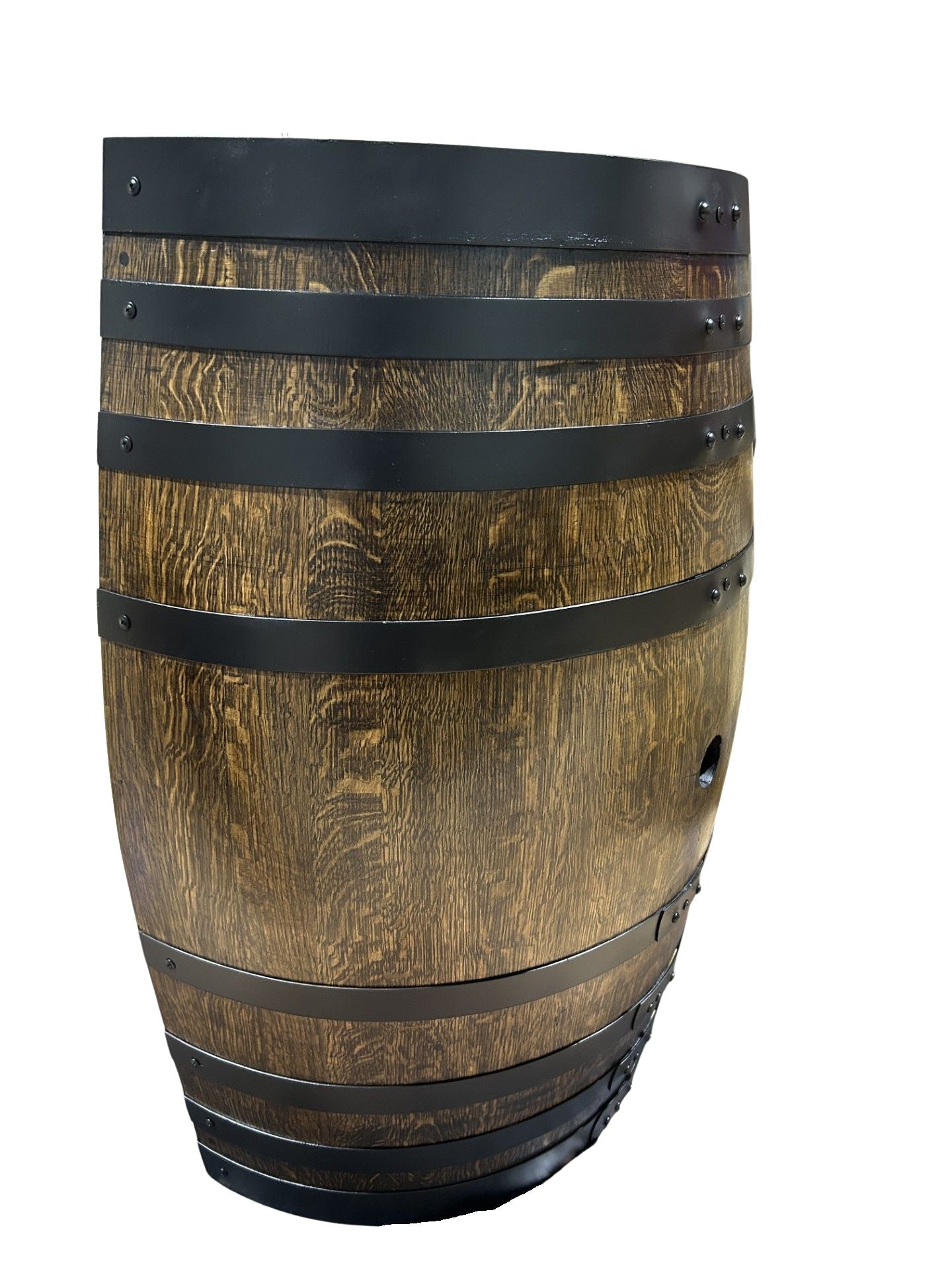 Handcrafted wine barrel mini bar with bottle and glass storage – rustic home bar furniture