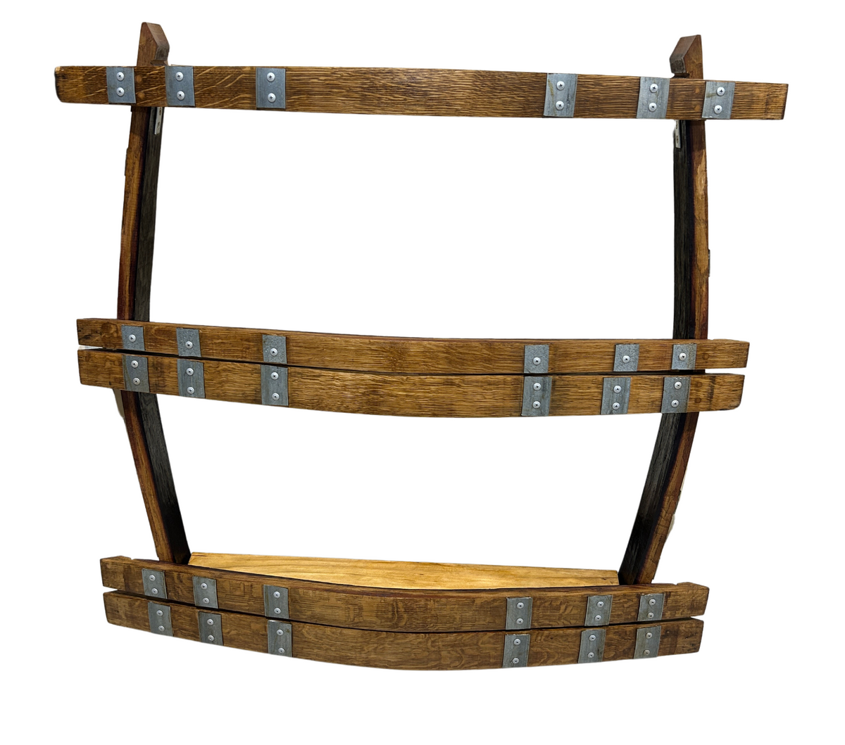 Wine barrel stave spirit rack in Oak 
stain