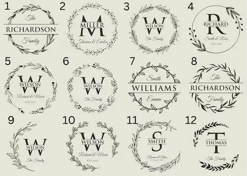 Laser Engraved Family Monogram Sign handcrafted wine barrel furniture in Australia - number 1 to 12, image 2