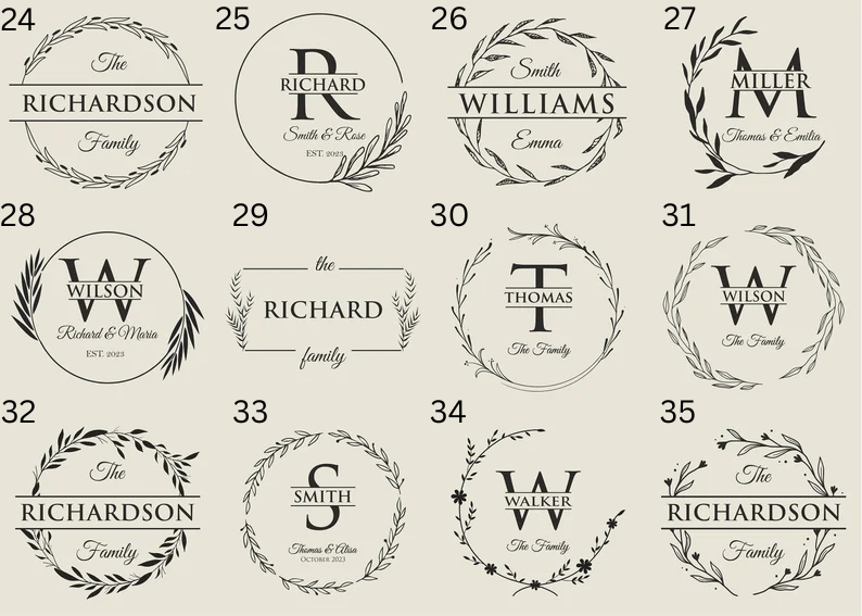 Laser Engraved Family Monogram Sign handcrafted wine barrel furniture in Australia - numbers 24 to 35, image 4