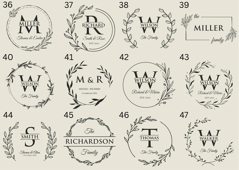 Laser Engraved Family Monogram Sign handcrafted wine barrel furniture in Australia - numbers 36 to 47, image 5
