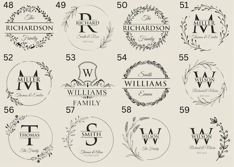Laser Engraved Family Monogram Sign handcrafted wine barrel furniture in Australia - numbers 48 to 59, image 6