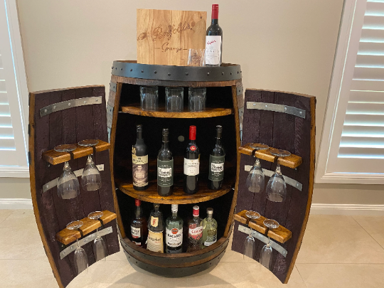 Wine Barrel Bar handcrafted wine barrel furniture in Australia - wine barrel mini black, image 31