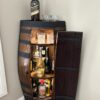 Handcrafted wine barrel corner mini bar with storage – rustic home bar furniture