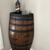 Handcrafted wine barrel corner mini bar with storage – rustic home bar furniture