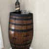 Handcrafted wine barrel corner mini bar with storage – rustic home bar furniture
