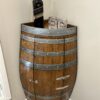 Handcrafted wine barrel corner mini bar with storage – rustic home bar furniture