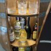 Handcrafted wine barrel corner mini bar with storage – rustic home bar furniture