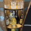 Handcrafted wine barrel corner mini bar with storage – rustic home bar furniture